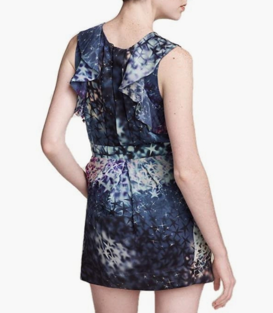 leifsdottir Navy Blue Purple Celestial Print Mini Dress - Picture 9 of 10